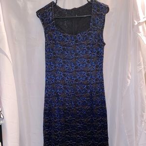 PERFECT FOR HOLIDAY PARTIES!! Blue and black lace over satin Medium Sized Dress
